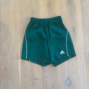Green adidas girls soccer shorts